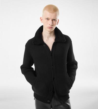 SHEARLING COLLAR CASHMERE CARDIGAN image number 2