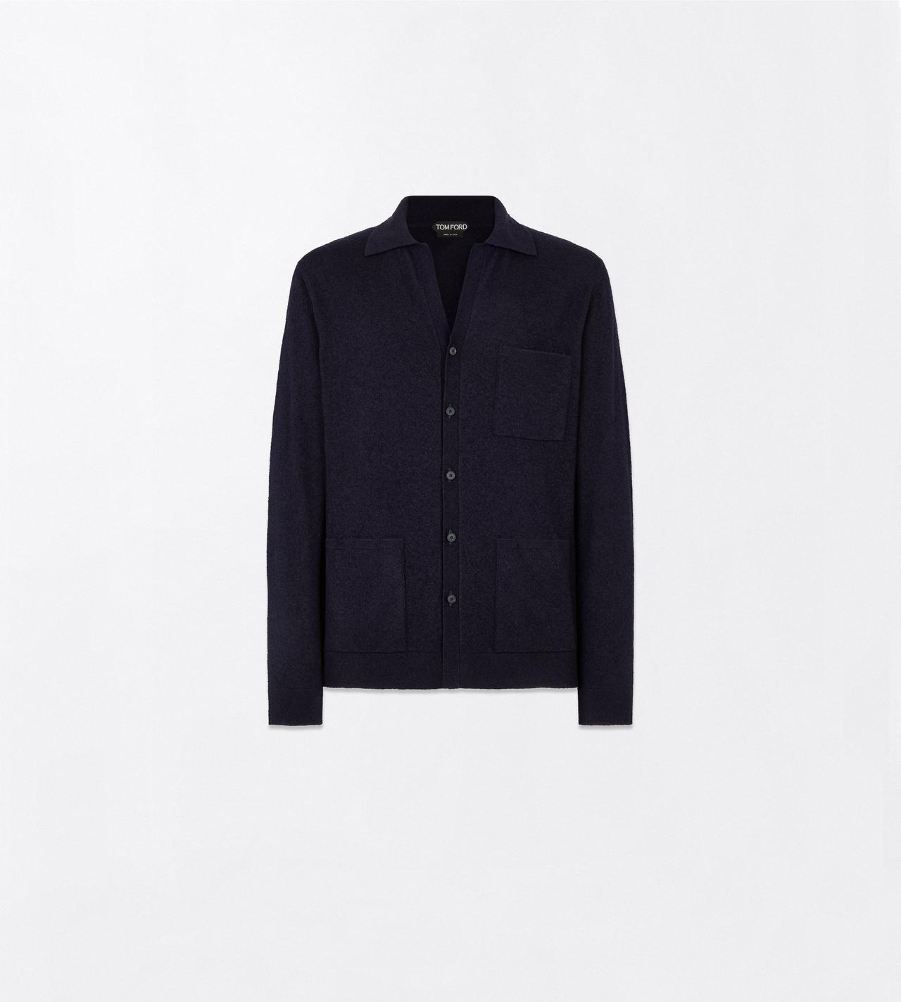 TOM FORD CASHMERE SILK BLEND DARK NAVY CASHMERE SILK BOUCL&Eacute; SHIRT