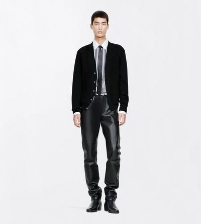 TOM FORD WOOL BLACK SUEDE FRONT MERINO CARDIGAN
