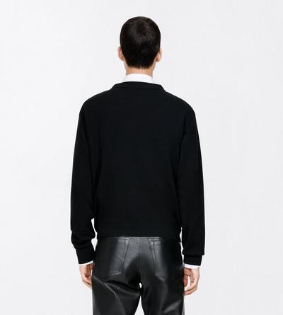 TOM FORD WOOL BLACK SUEDE FRONT MERINO CARDIGAN
