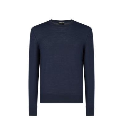 TOM FORD WOOL INK BLUE FINE GAUGE PURE WOOL CREW NECK