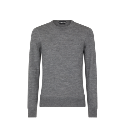 TOM FORD WOOL CHARCOAL FINE GAUGE PURE WOOL CREW NECK