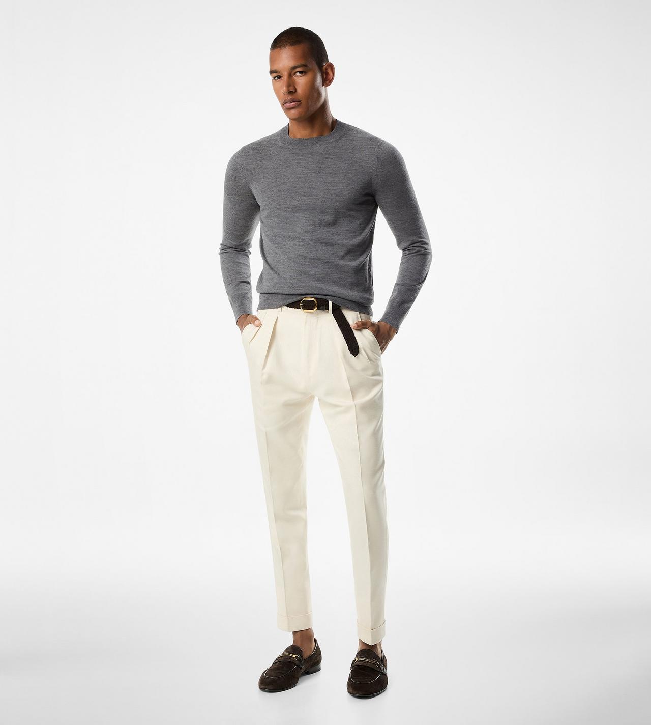 TOM FORD WOOL CHARCOAL FINE GAUGE PURE WOOL CREW NECK