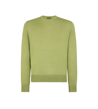 TOM FORD SILK LEAF GREEN FLUID SILK CREW NECK