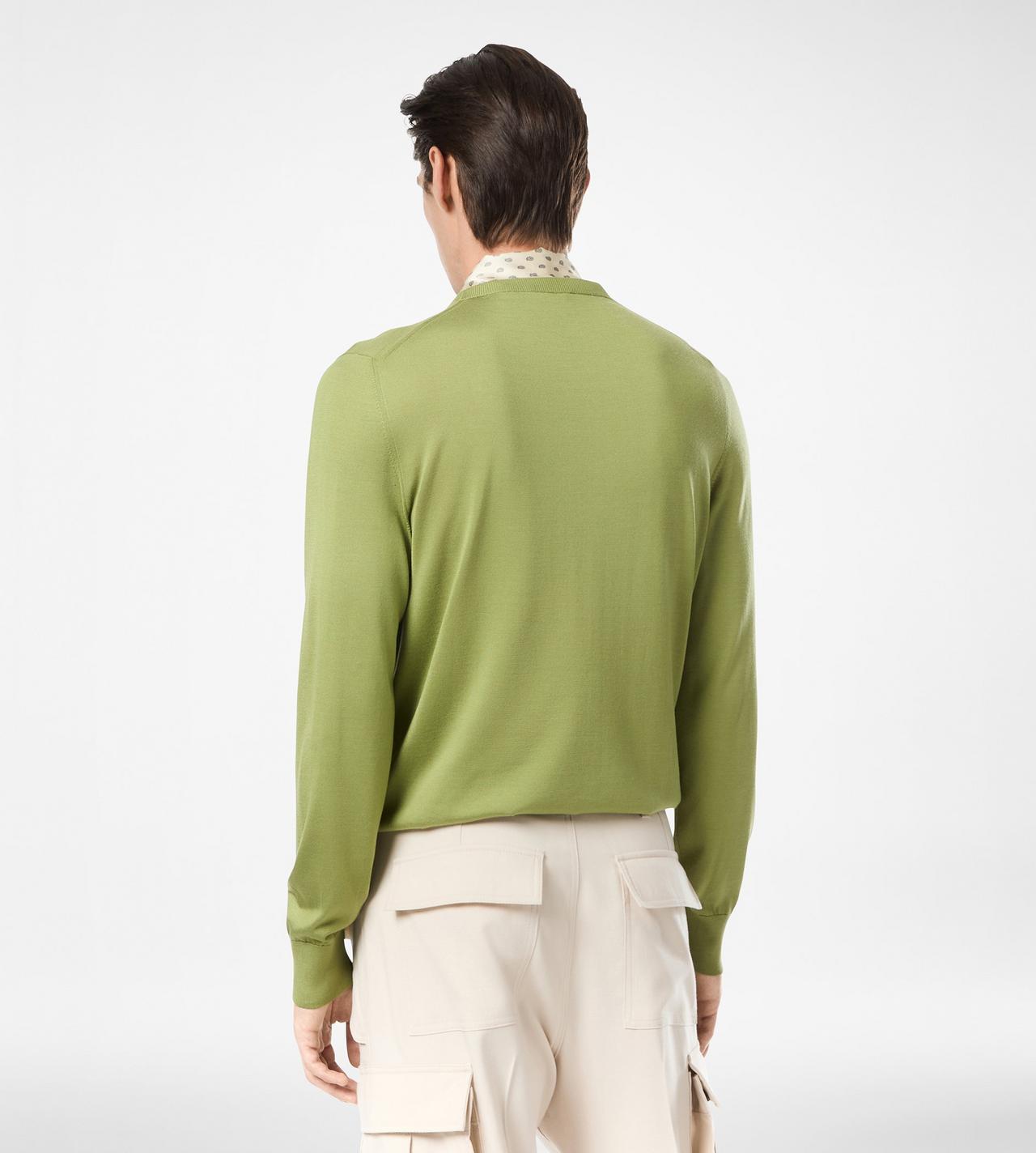 TOM FORD SILK LEAF GREEN FLUID SILK CREW NECK
