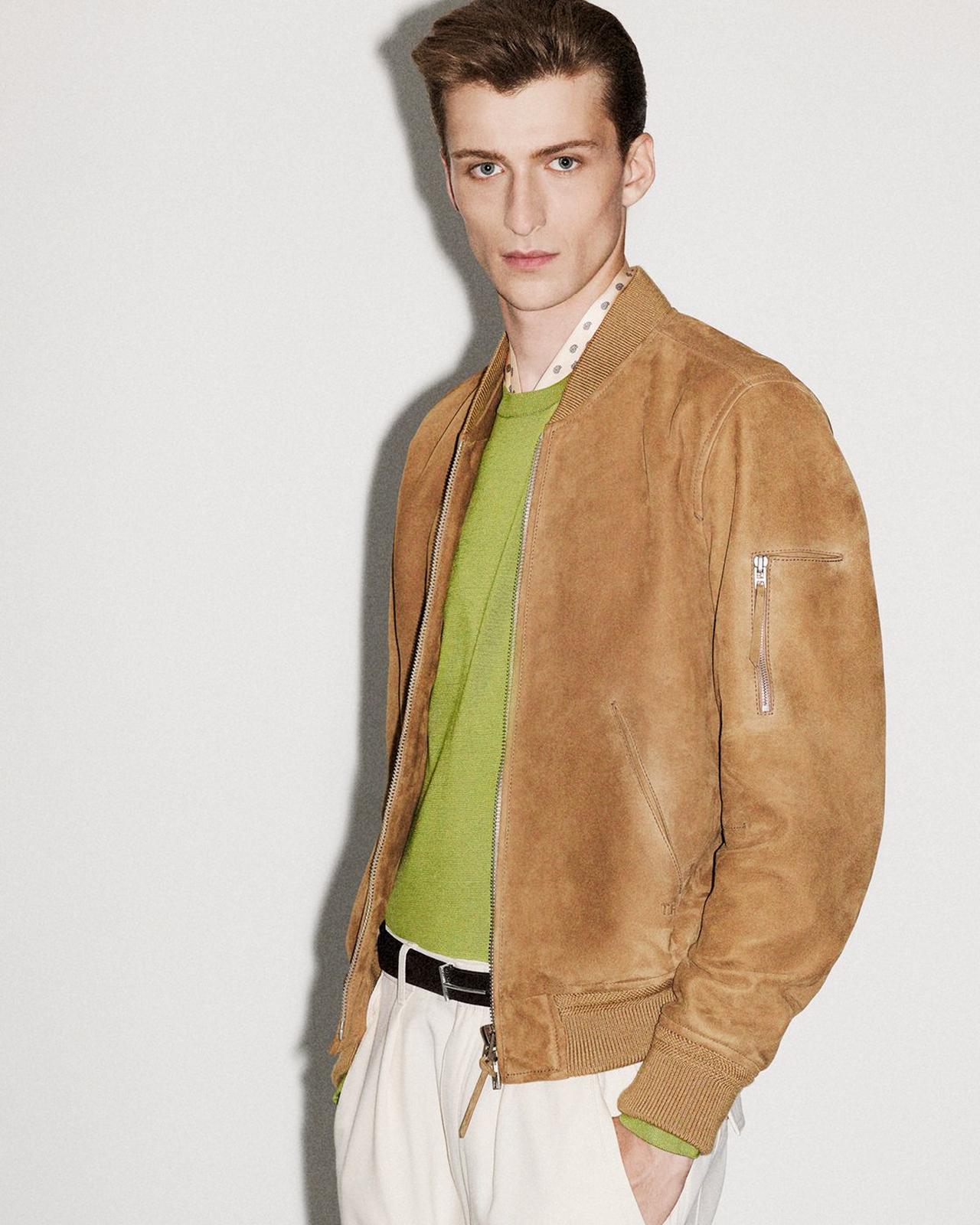 TOM FORD SILK LEAF GREEN FLUID SILK CREW NECK