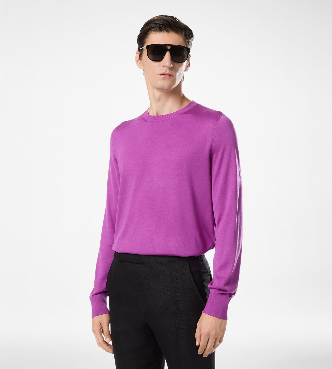 TOM FORD SILK BRIGHT MAUVE CUELLO REDONDO DE SEDA FLUIDA