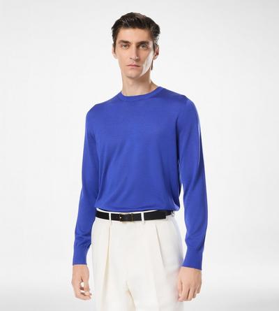 TOM FORD SILK ROYAL BLUE FLUID SILK CREW NECK