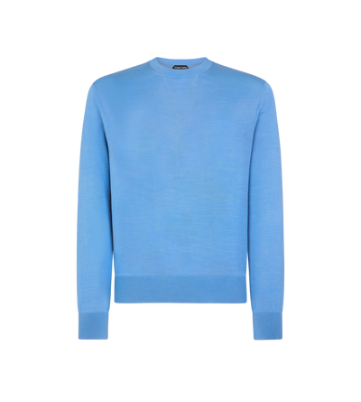 TOM FORD SILK AZURE BLUE FLUID SILK CREW NECK