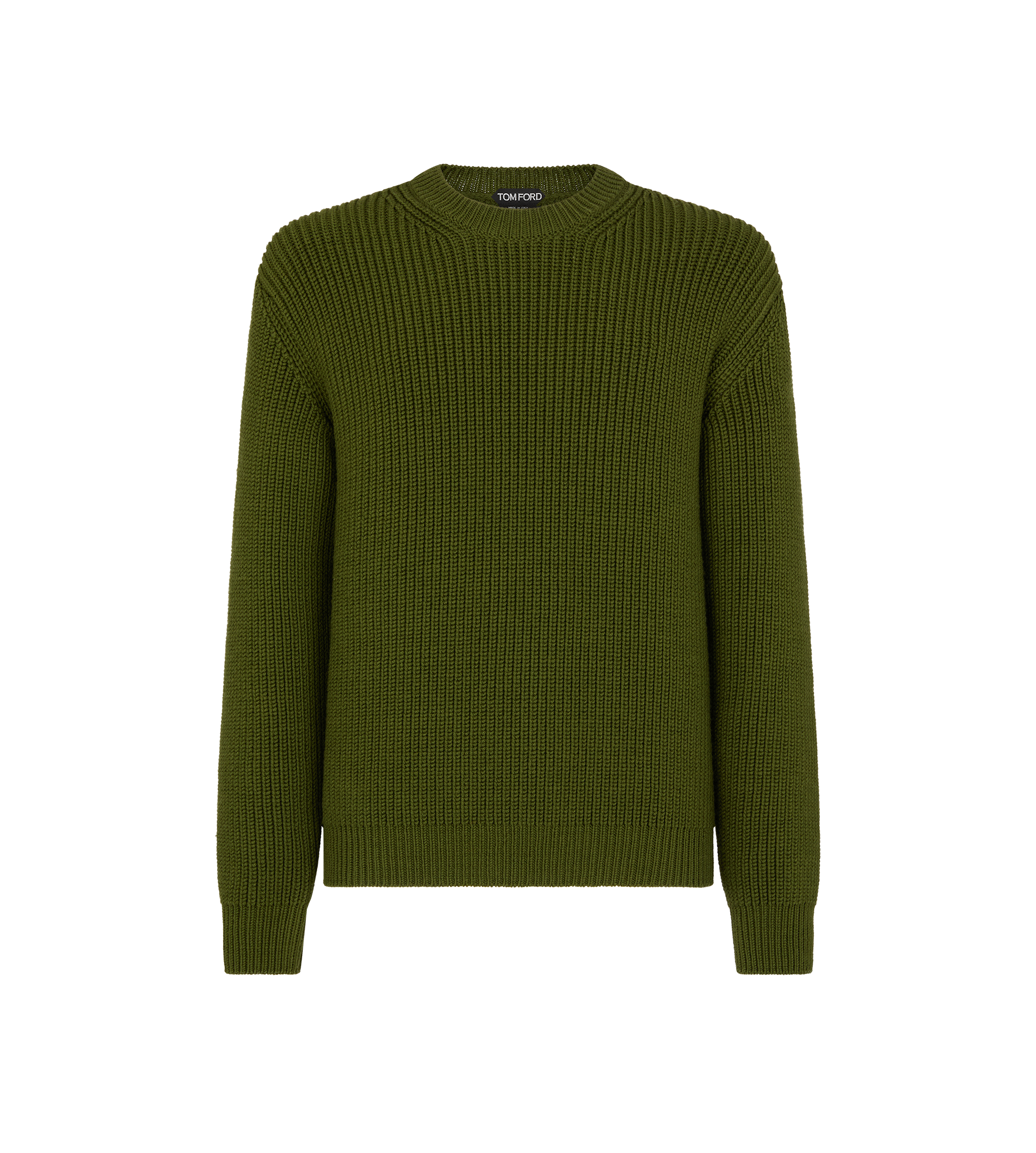 MERINO HALF CARDIGAN STITCH CREW NECK