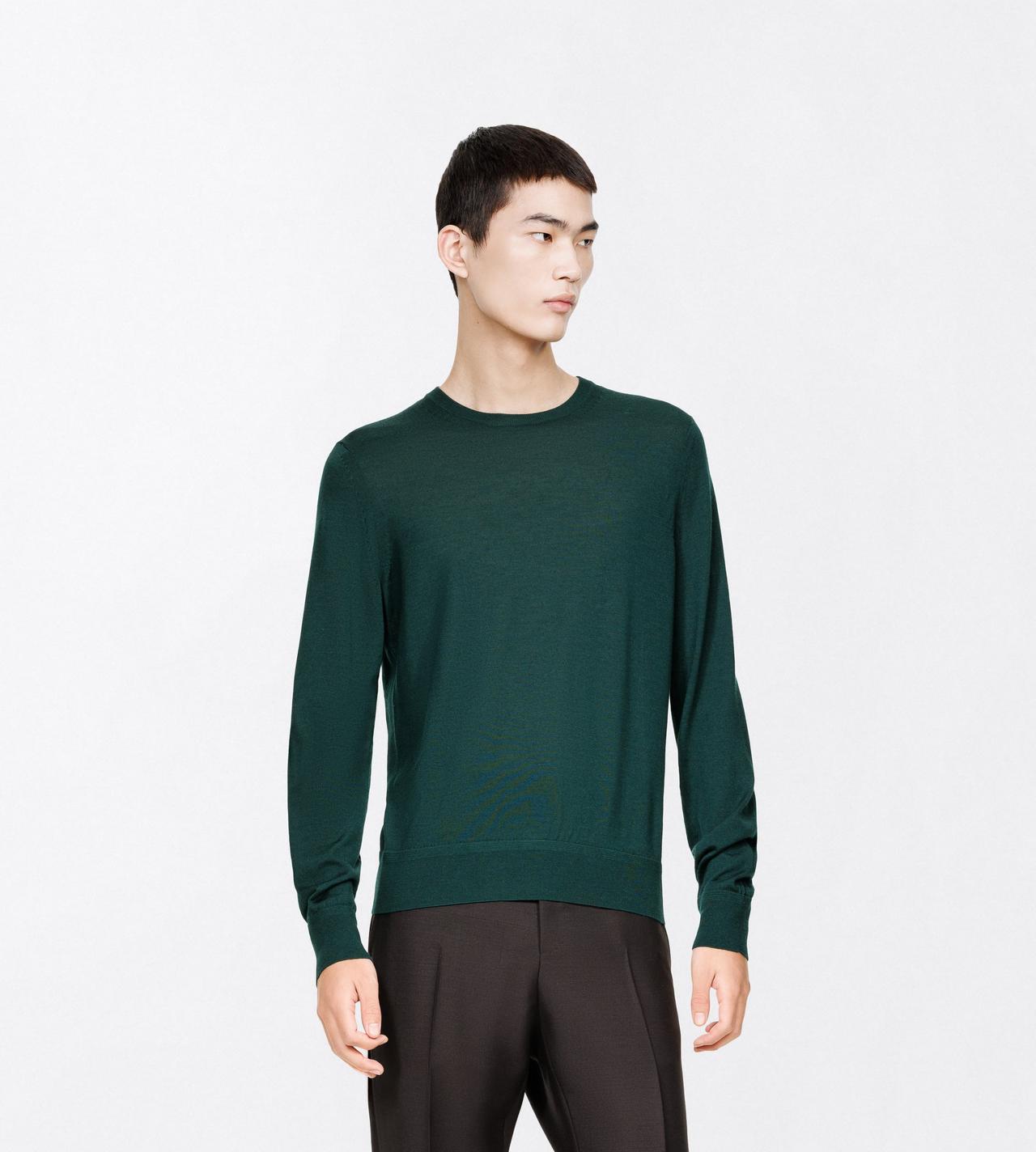 TOM FORD CASHMERE SILK BLEND CLOVER GREEN FINE GAUGE CASHMERE SILK CREW NECK SWEATER&nbsp;