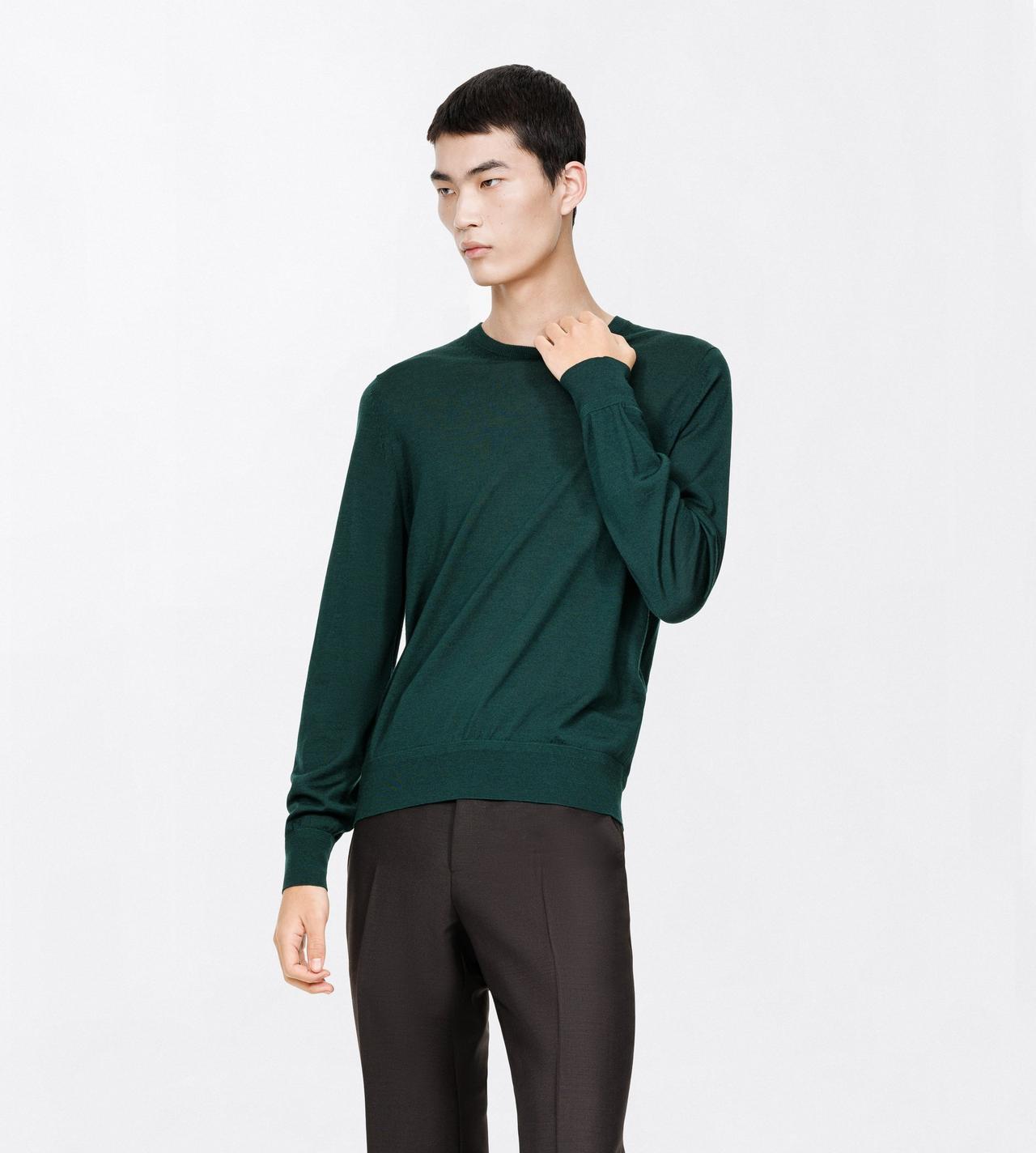 TOM FORD CASHMERE SILK BLEND CLOVER GREEN FINE GAUGE CASHMERE SILK CREW NECK SWEATER&nbsp;