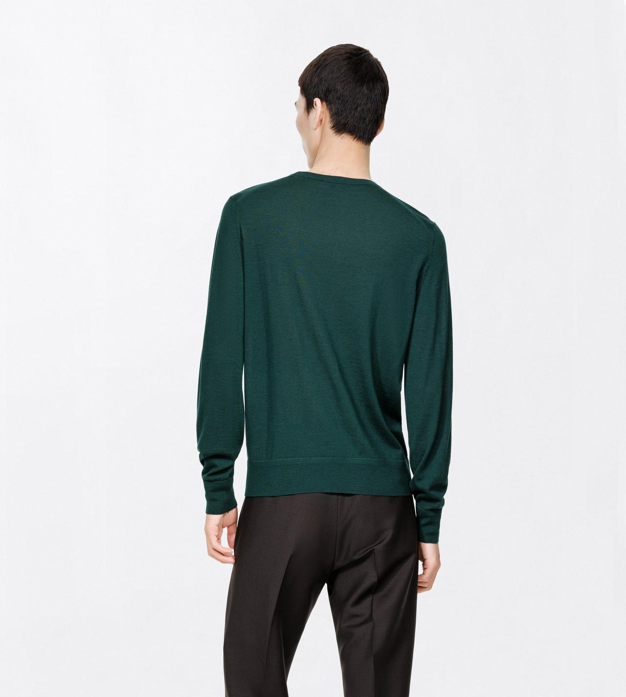 TOM FORD CASHMERE SILK BLEND CLOVER GREEN FINE GAUGE CASHMERE SILK CREW NECK SWEATER&nbsp;
