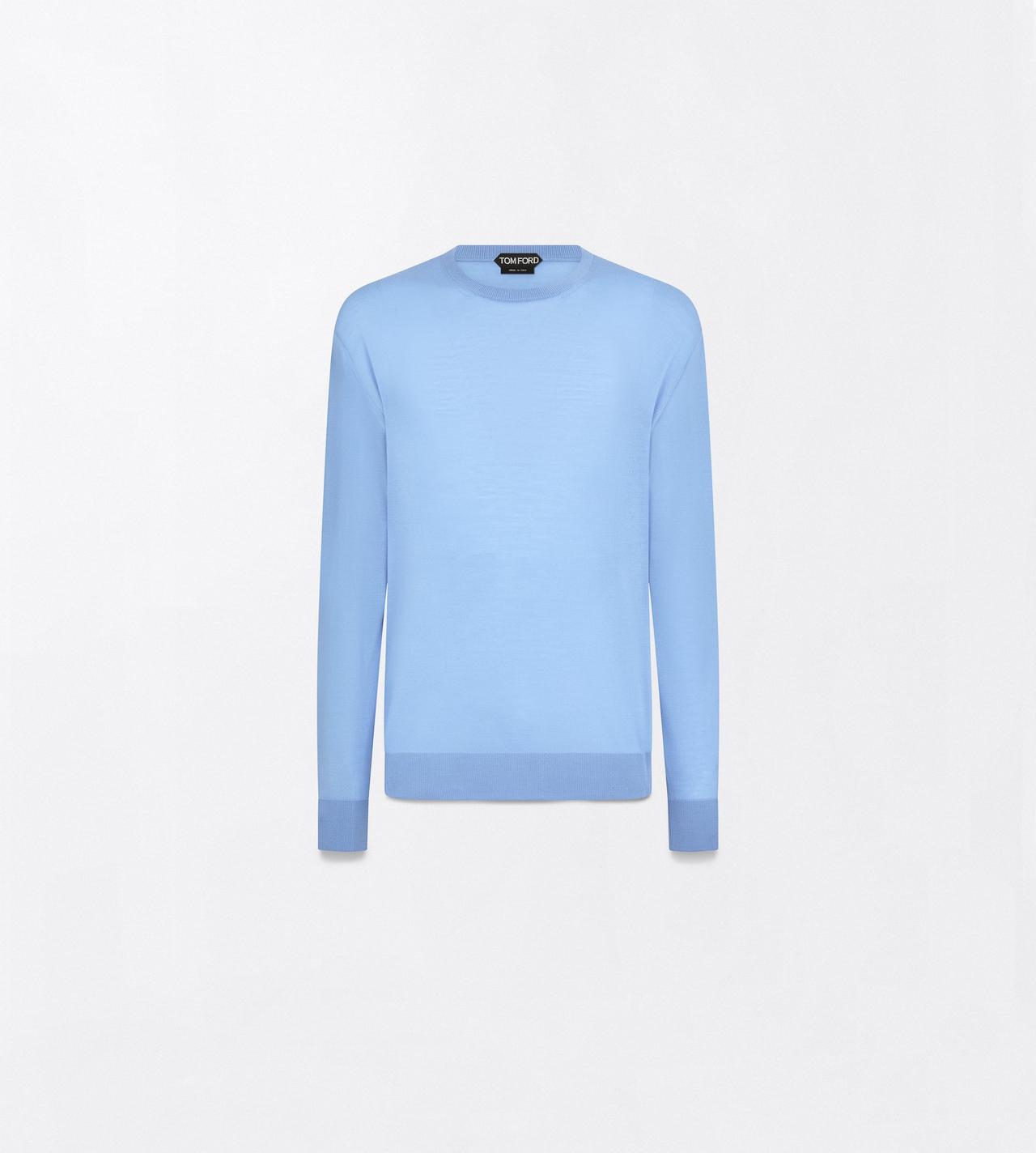 TOM FORD WOOL AZURE BLUE ULTRAFINE MERINO OVERSIZED CREW NECK.SWEATER
