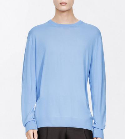 TOM FORD WOOL AZURE BLUE ULTRAFINE MERINO OVERSIZED CREW NECK.SWEATER