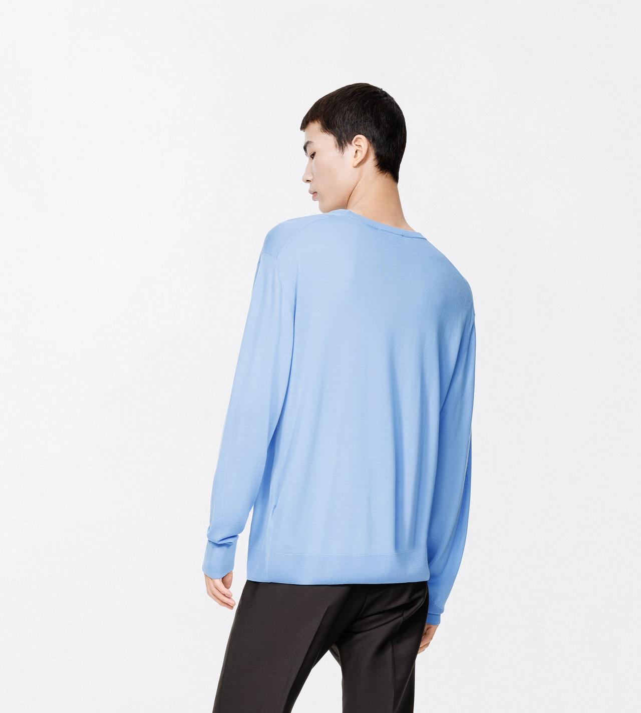 TOM FORD WOOL AZURE BLUE ULTRAFINE MERINO OVERSIZED CREW NECK.SWEATER