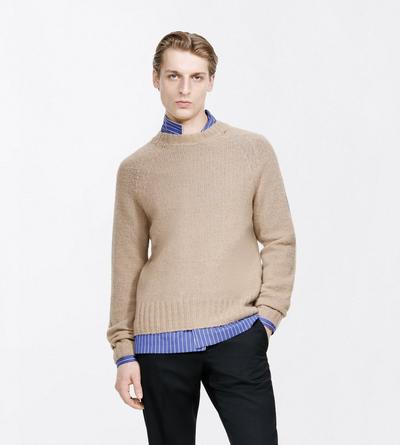 TOM FORD CASHMERE LIGHT TAUPE SEAMLESS BRUSHED CASHMERE CREW NECK SWEATER