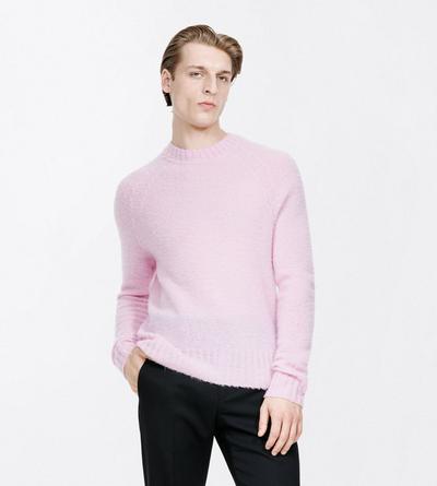 TOM FORD CASHMERE LIGHT ROSE SEAMLESS BRUSHED CASHMERE CREW NECK SWEATER