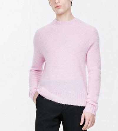 TOM FORD CASHMERE LIGHT ROSE SEAMLESS BRUSHED CASHMERE CREW NECK SWEATER