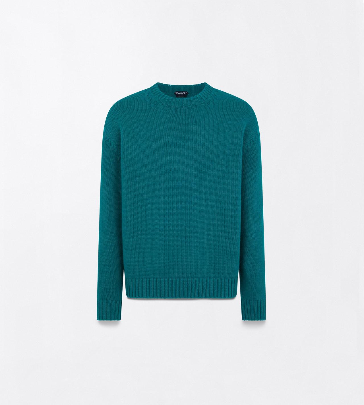 TOM FORD WOOL CASHMERE BLEND EMERALD CASHMERE WOOL CREW NECK SWEATER