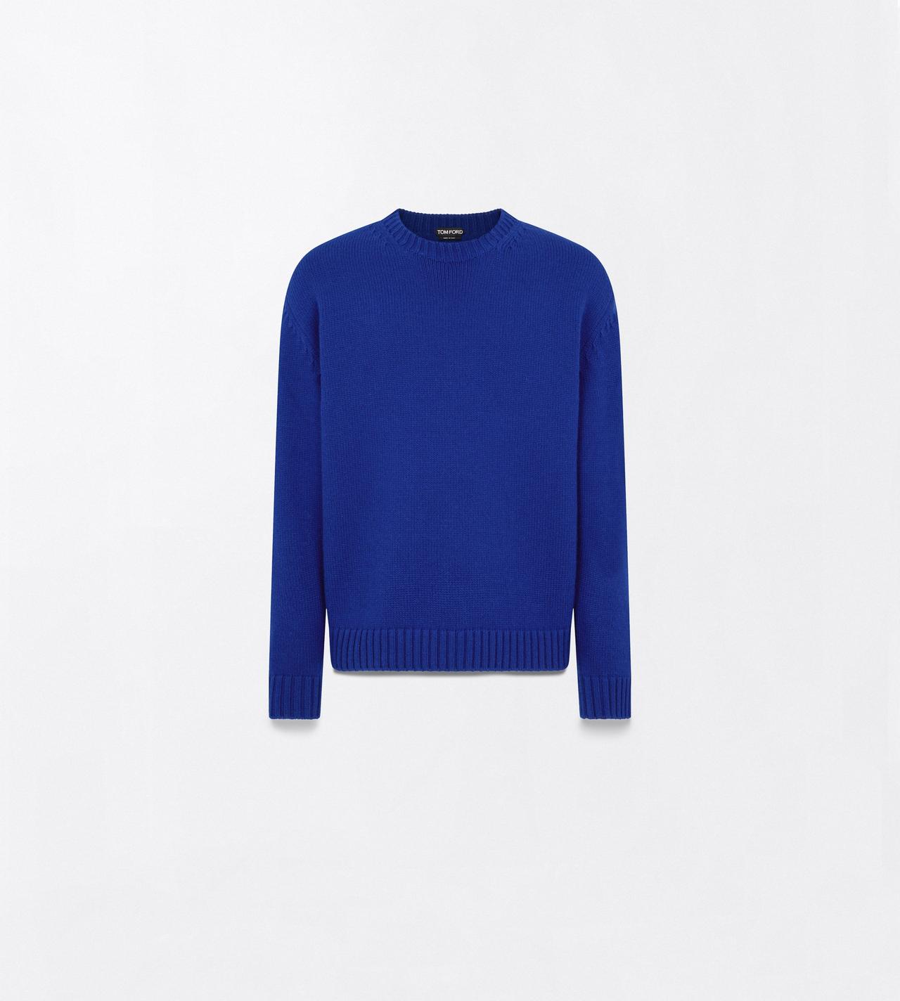 TOM FORD WOOL CASHMERE BLEND ROYAL BLUE CASHMERE WOOL CREW NECK SWEATER