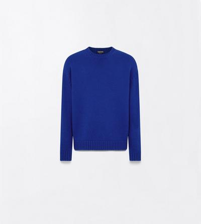 TOM FORD WOOL CASHMERE BLEND ROYAL BLUE CASHMERE WOOL CREW NECK SWEATER