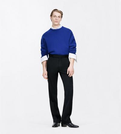 TOM FORD WOOL CASHMERE BLEND ROYAL BLUE CASHMERE WOOL CREW NECK SWEATER