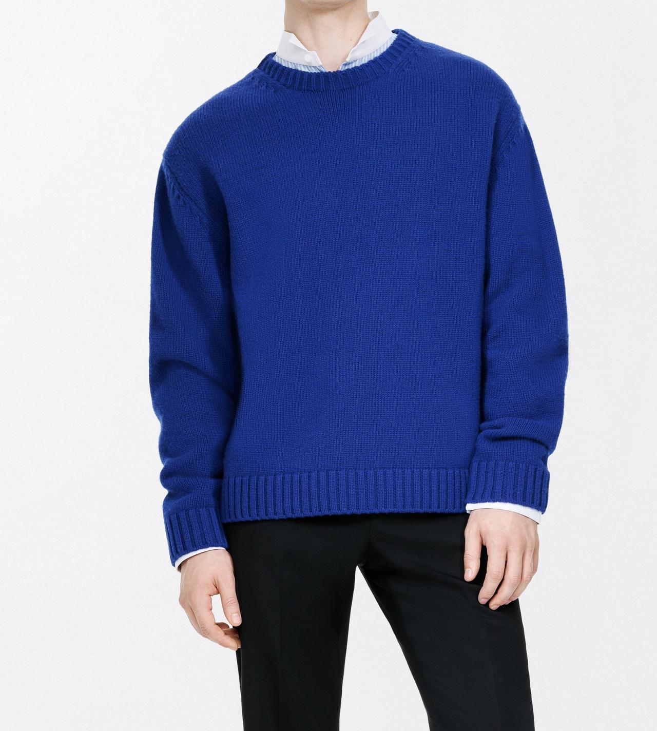 TOM FORD WOOL CASHMERE BLEND ROYAL BLUE CASHMERE WOOL CREW NECK SWEATER