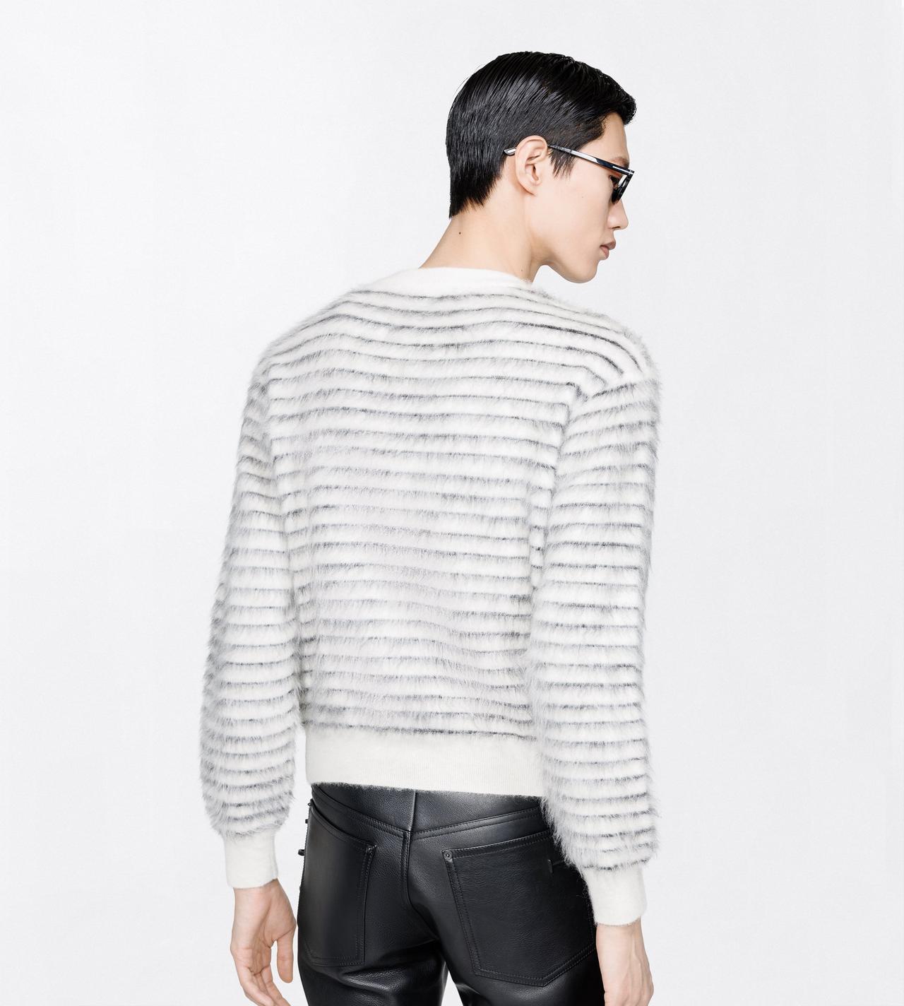 TOM FORD MOHAIR WOOL BLEND WHITE & BLACK BRUSHED MOHAIR CREW NECK SWEATER