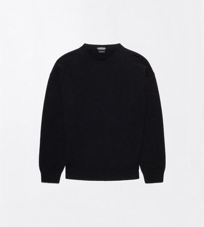 TOM FORD CASHMERE BLACK 5 GAUGE CASHMERE CREW NECK SWEATER