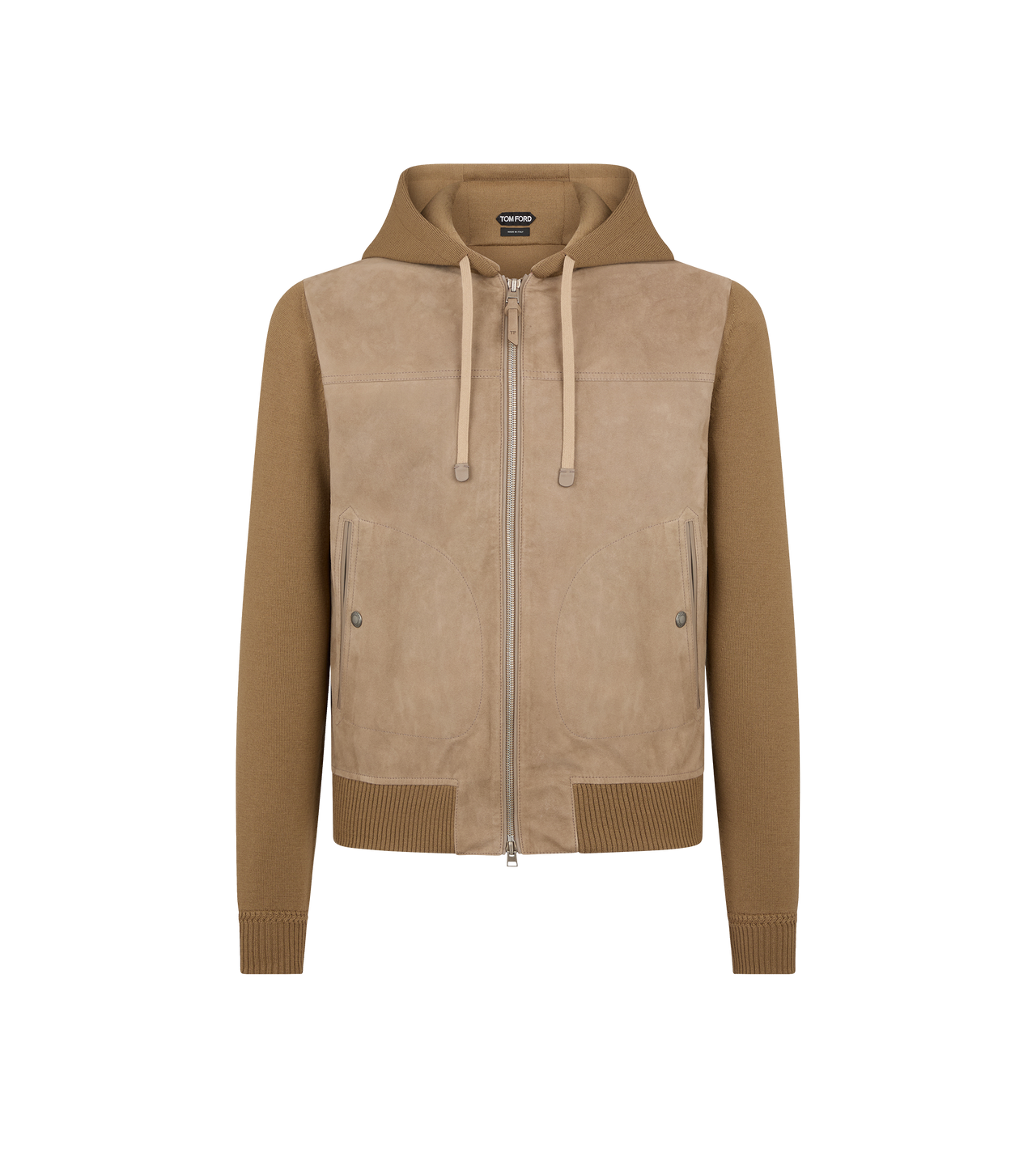 SUEDE FRONT WOOL ZIP HOODIE image number 0