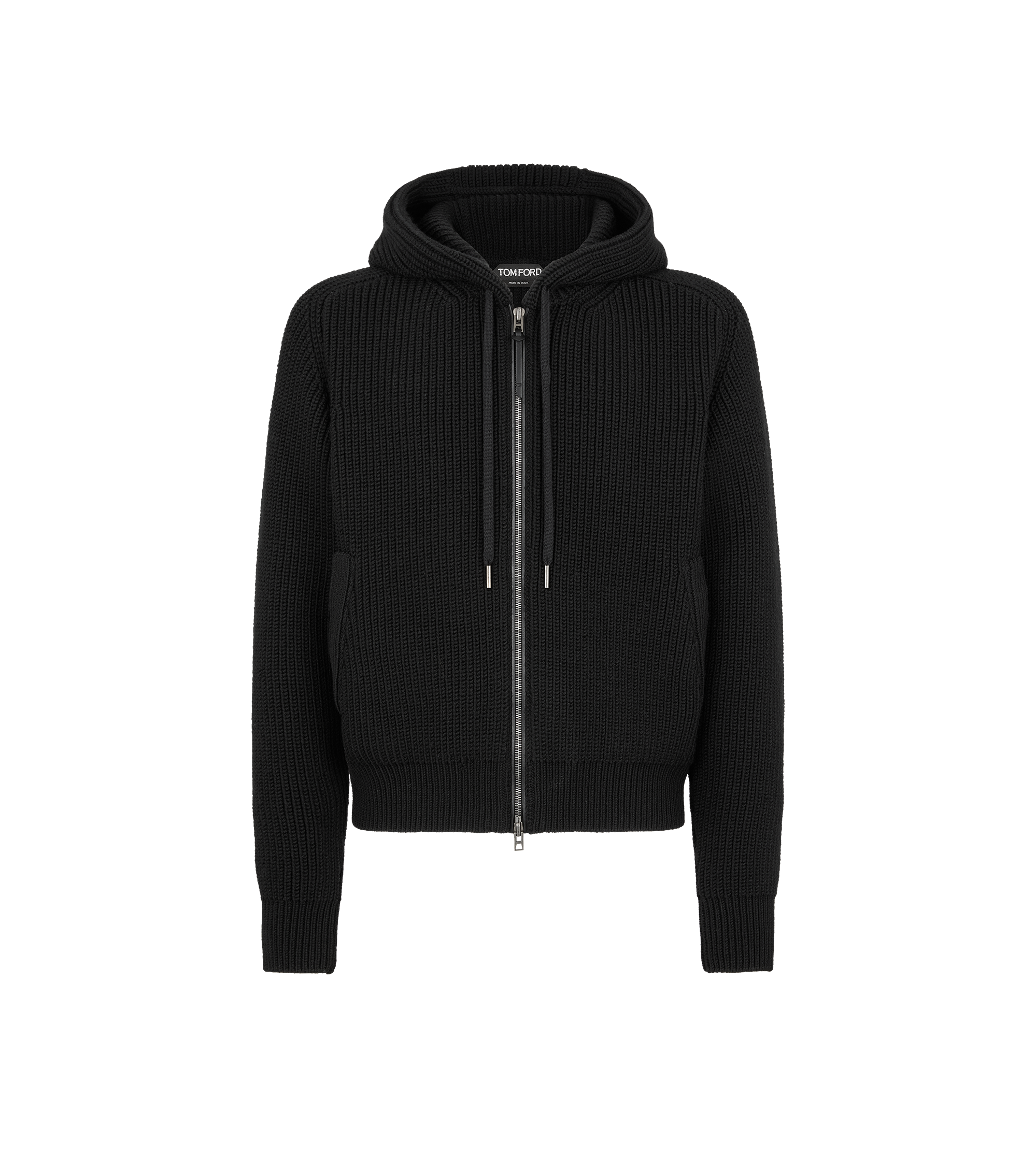 MERINO HALF CARDIGAN STITCH HOODIE