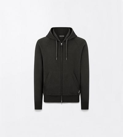 TOM FORD CASHMERE WOOL BLEND FOREST GREEN CASHMERE MERINO HOODIE&nbsp;
