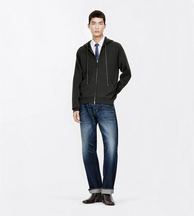 TOM FORD CASHMERE WOOL BLEND FOREST GREEN CASHMERE MERINO HOODIE&nbsp;