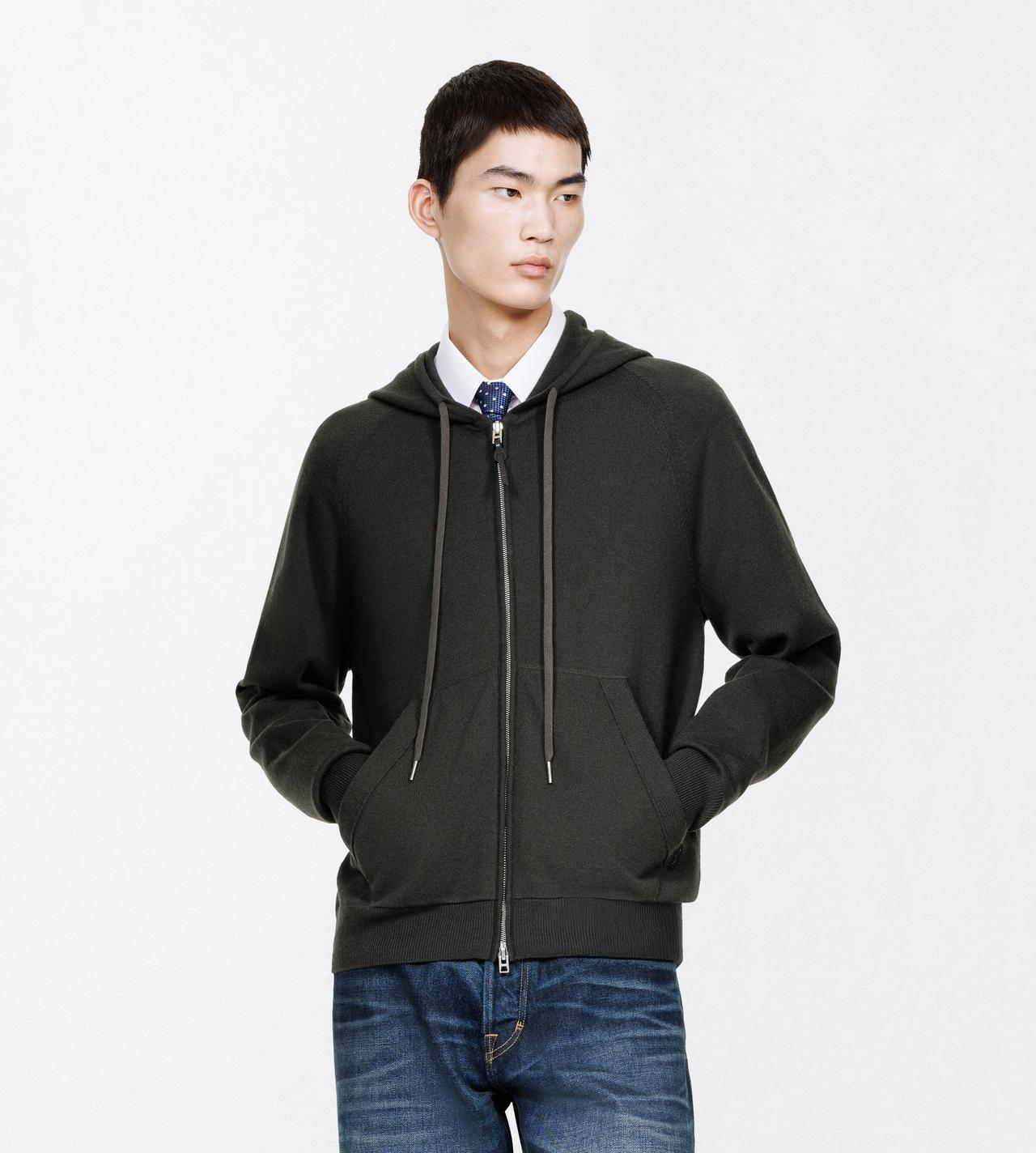 TOM FORD CASHMERE WOOL BLEND FOREST GREEN CASHMERE MERINO HOODIE&nbsp;