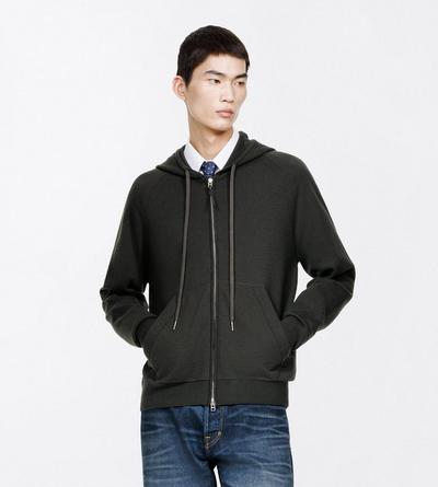 TOM FORD CASHMERE WOOL BLEND FOREST GREEN CASHMERE MERINO HOODIE&nbsp;
