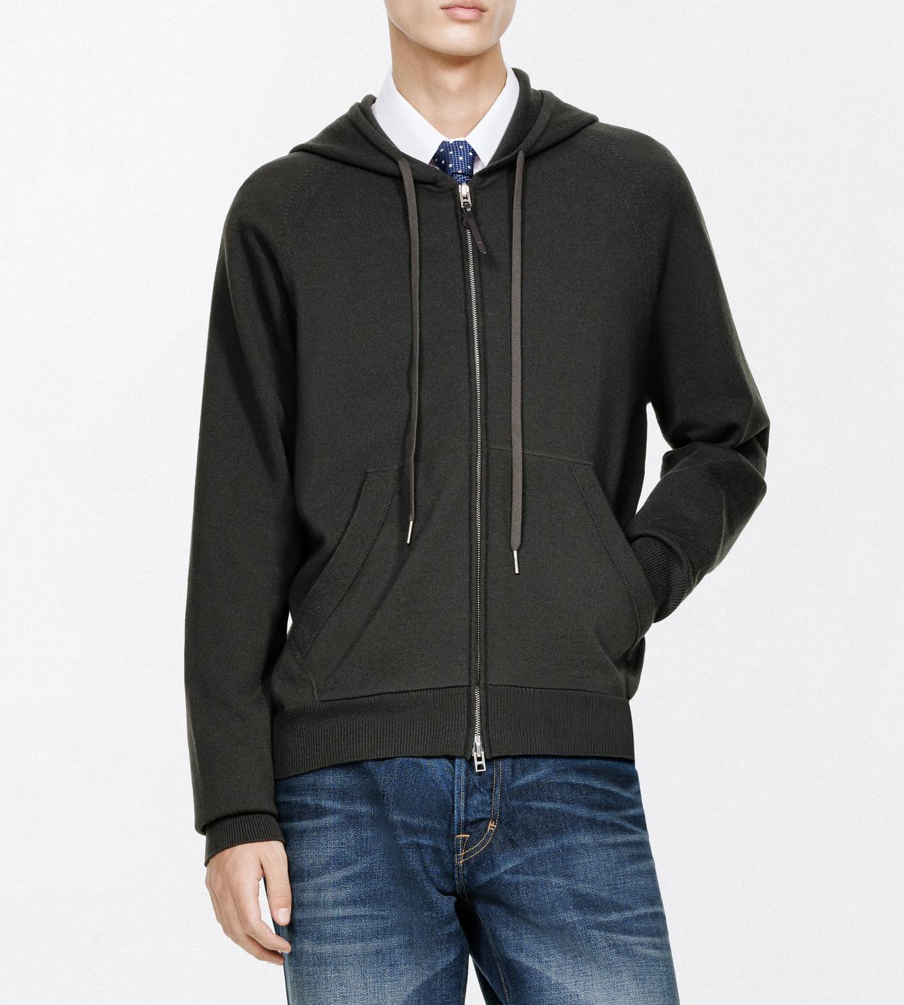 TOM FORD CASHMERE WOOL BLEND FOREST GREEN CASHMERE MERINO HOODIE&nbsp;
