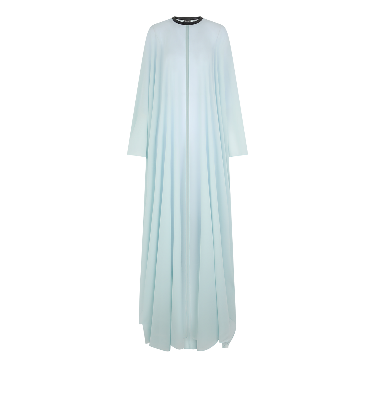 SILK GEORGETTE CREWNECK KAFTAN WITH LEATHER DETAIL image number 0