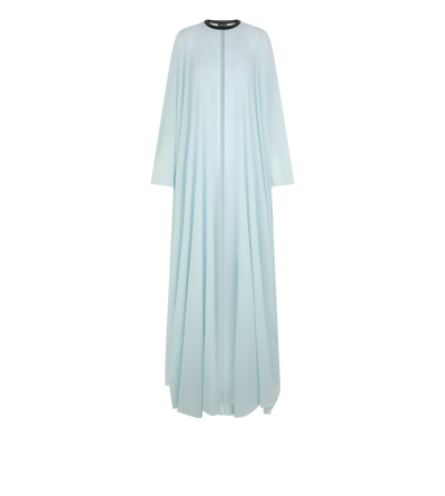 SILK GEORGETTE CREWNECK KAFTAN WITH LEATHER DETAIL image number 0