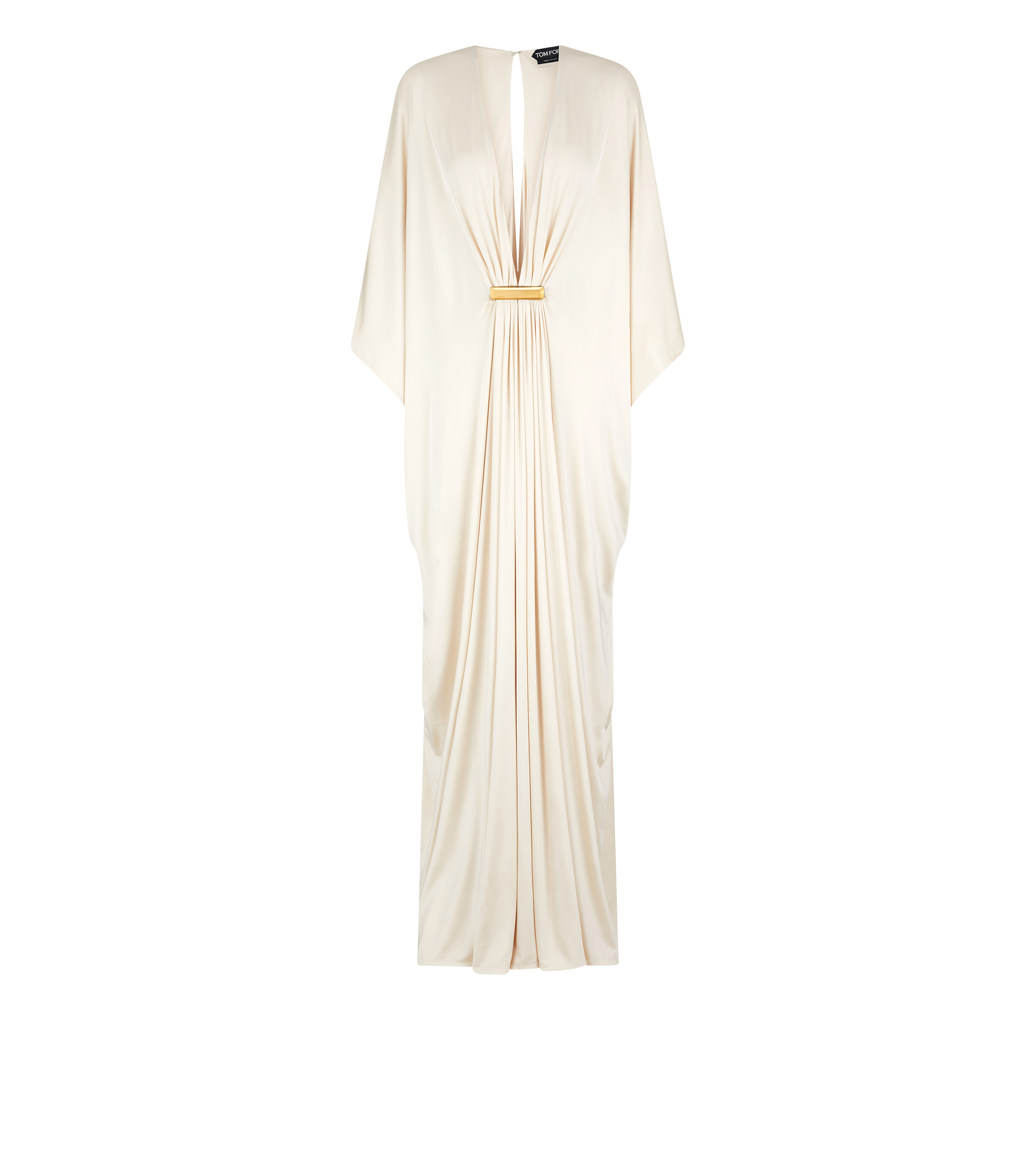 SATIN STRETCH JERSEY DEEP V-NECK KAFTAN