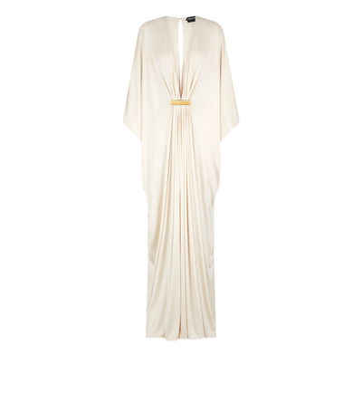 SATIN STRETCH JERSEY DEEP V-NECK KAFTAN