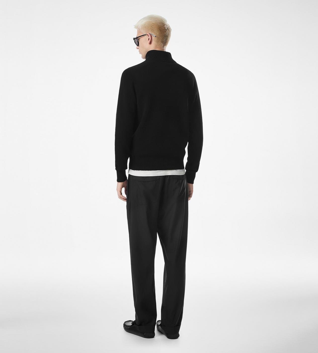 TOM FORD WOOL CASHMERE BLEND BLACK PULL SEMI ZIPP&Eacute; EN CACHEMIRE ET LAINE D&rsquo;AGNEAU