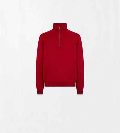 DOUBLE FACE WOOL HALF ZIP