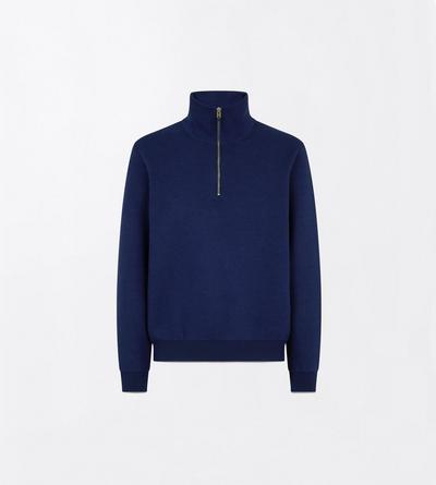 TOM FORD WOOL OCEAN CAVERN DOUBLE FACE WOOL HALF ZIP