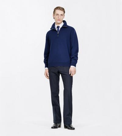 TOM FORD WOOL OCEAN CAVERN DOUBLE FACE WOOL HALF ZIP