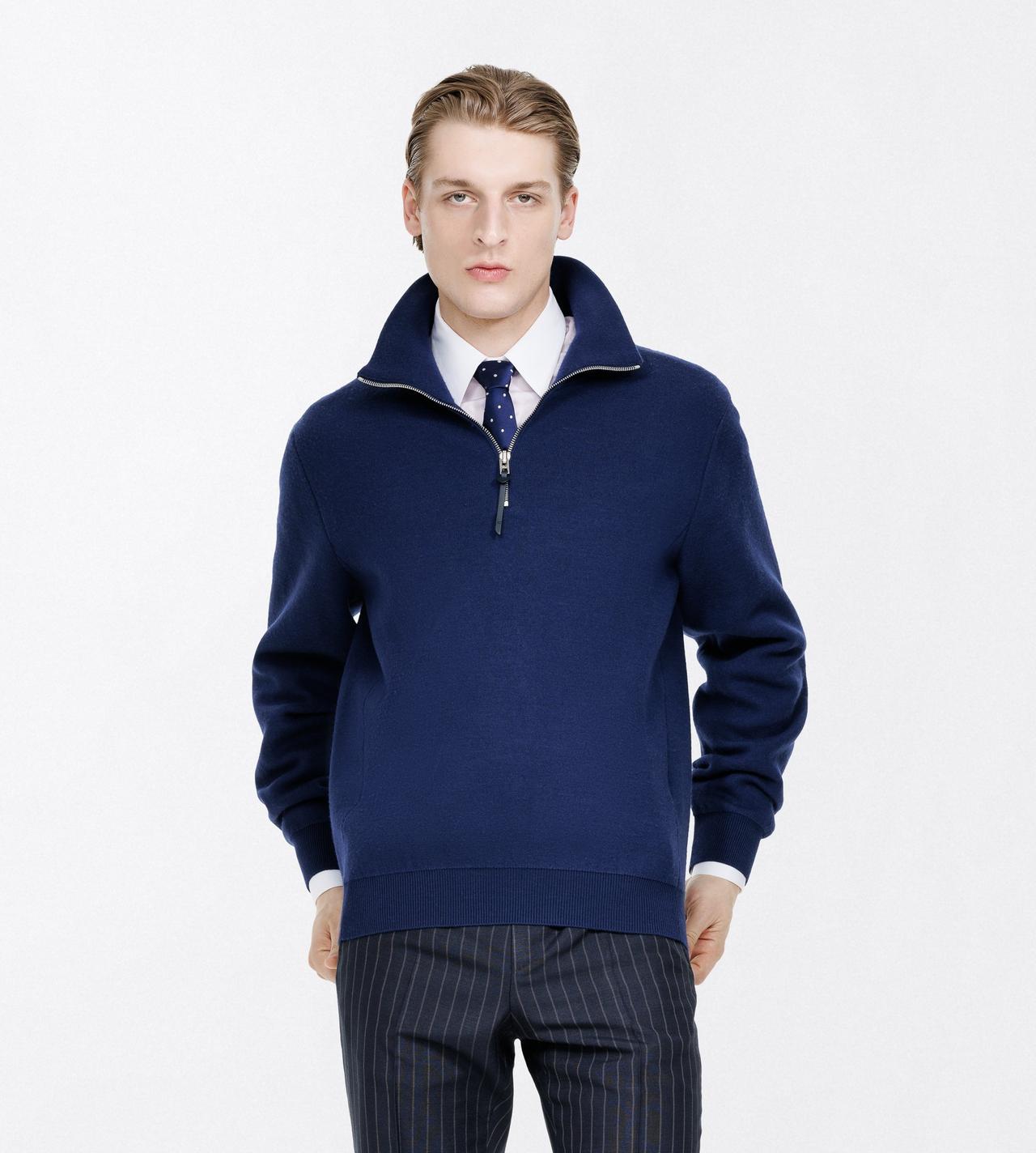 TOM FORD WOOL OCEAN CAVERN DOUBLE FACE WOOL HALF ZIP