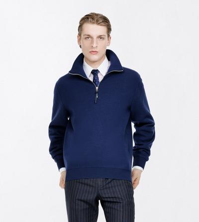TOM FORD WOOL OCEAN CAVERN DOUBLE FACE WOOL HALF ZIP