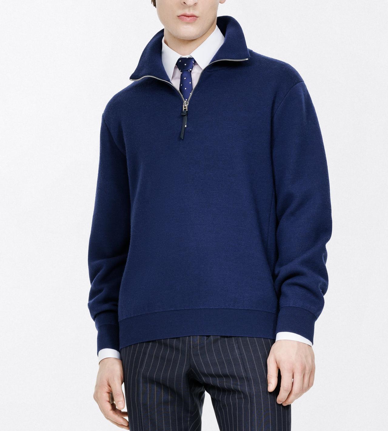 TOM FORD WOOL OCEAN CAVERN DOUBLE FACE WOOL HALF ZIP