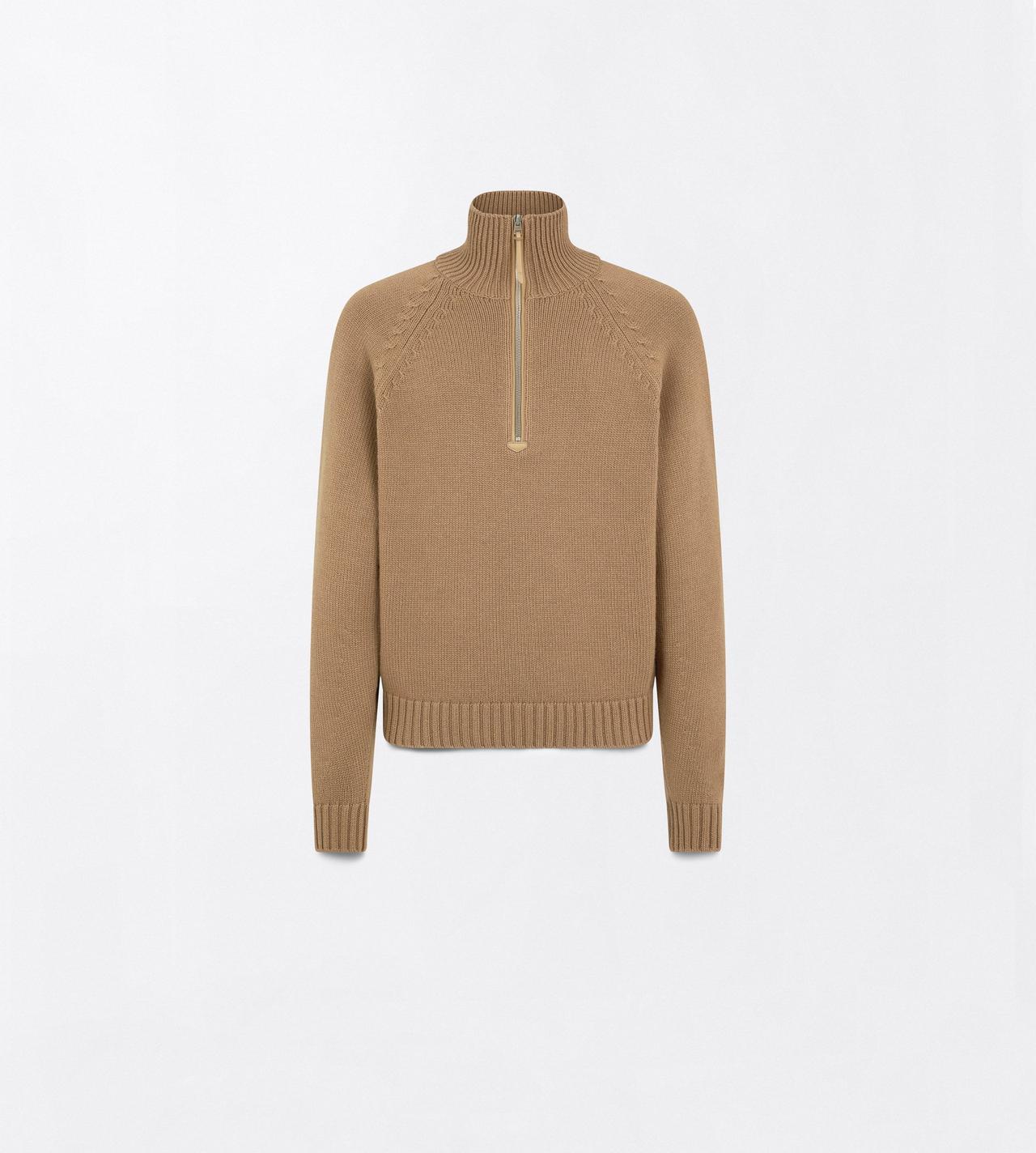 TOM FORD WOOL CASHMERE BLEND CARAMEL CASHMERE WOOL HALF ZIP