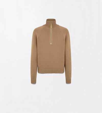 TOM FORD WOOL CASHMERE BLEND CARAMEL CASHMERE WOOL HALF ZIP